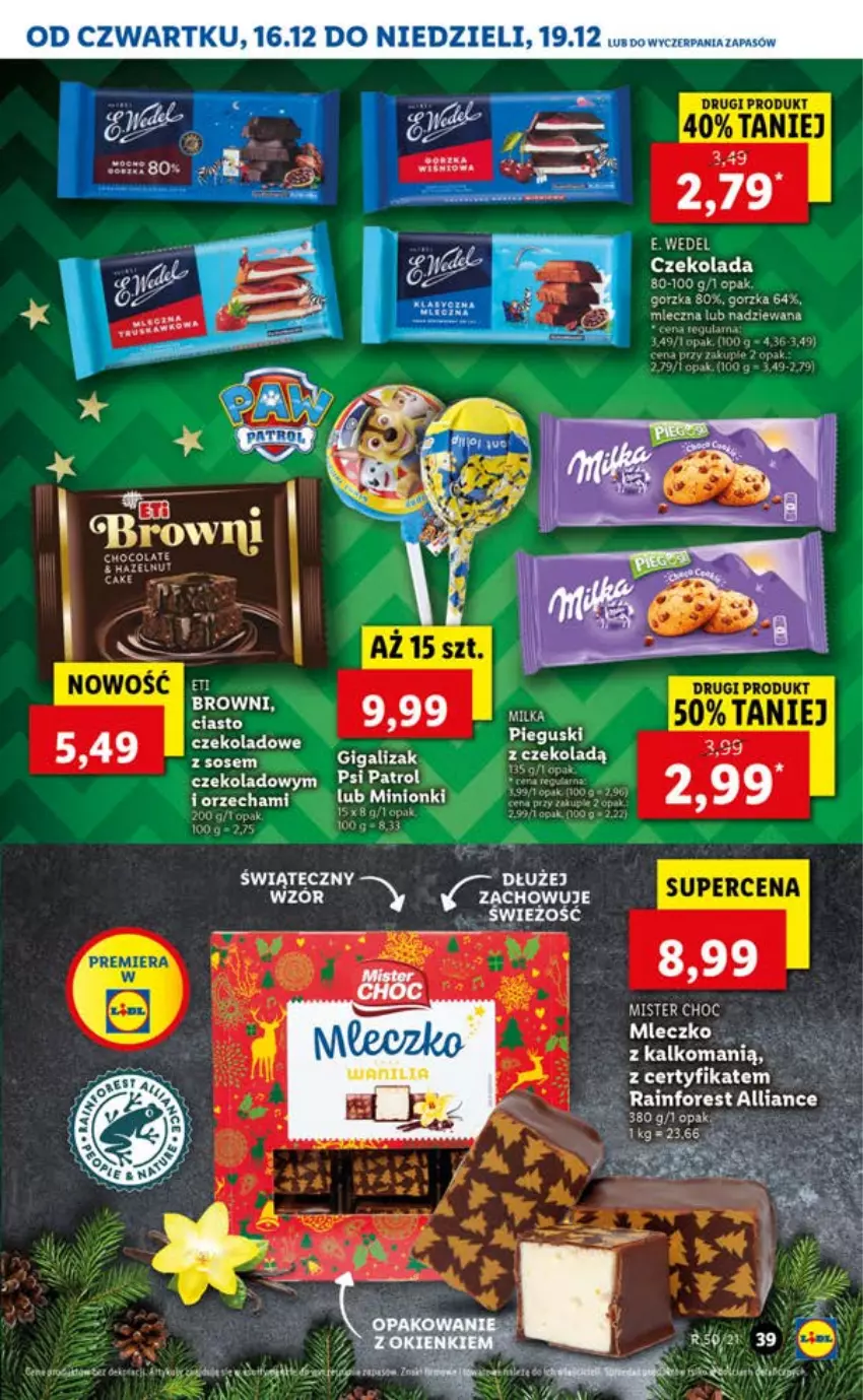 Gazetka promocyjna Lidl - GAZETKA OD 16.12 DO 19.12 - ważna 16.12 do 19.12.2021 - strona 39 - produkty: Czekolada, E. Wedel, Koc, Psi Patrol, Sos