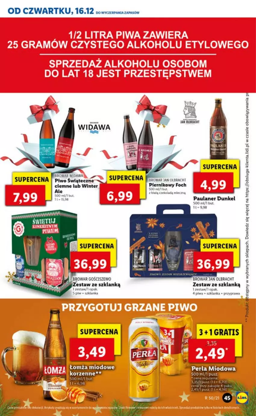 Gazetka promocyjna Lidl - GAZETKA OD 16.12 DO 19.12 - ważna 16.12 do 19.12.2021 - strona 45 - produkty: Piernik, Piwa, Piwo, Szklanka