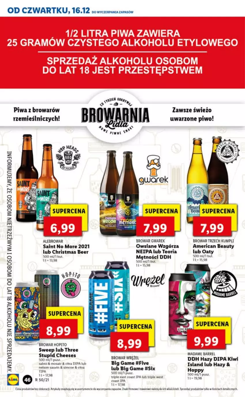 Gazetka promocyjna Lidl - GAZETKA OD 16.12 DO 19.12 - ważna 16.12 do 19.12.2021 - strona 46 - produkty: Isla, Kiwi, Nioh, Piwa, Piwo