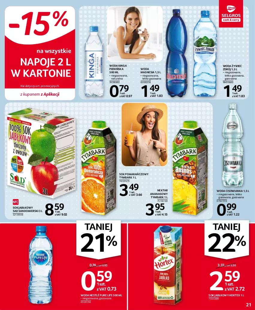 Gazetka promocyjna Selgros - Oferta spożywcza - ważna 28.10 do 09.11.2021 - strona 21 - produkty: Ananas, Cisowianka, Hortex, Napoje, Nektar, Nestlé, Pur, Sok, Sok jabłkowy, Sok pomarańczowy, Tymbark, Woda