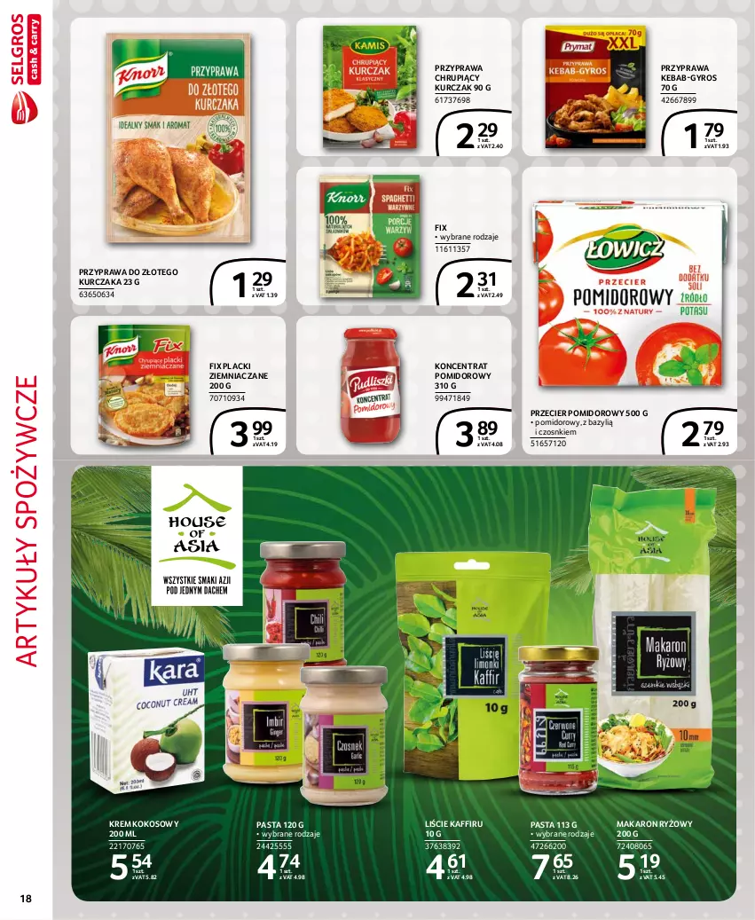 Gazetka promocyjna Selgros - Extra Oferta - ważna 01.10 do 31.10.2021 - strona 18 - produkty: Artykuły spożywcze, Bazyl, Gyros, Kebab, Kokos, Koncentrat pomidorowy, Kurczak, Lack, LG, Makaron, Makaron ryżowy, Ryż