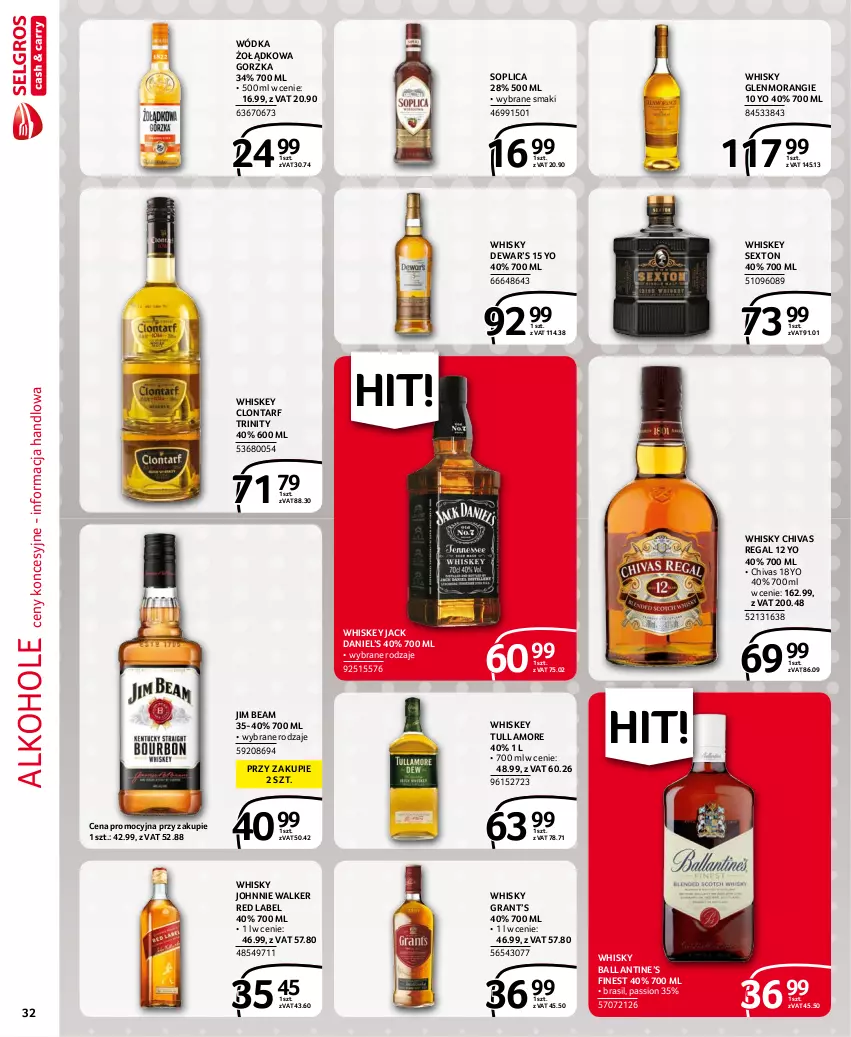 Gazetka promocyjna Selgros - Extra Oferta - ważna 01.10 do 31.10.2021 - strona 32 - produkty: Alkohole, Gra, Jim Beam, Johnnie Walker, Soplica, Whiskey, Whisky, Wódka