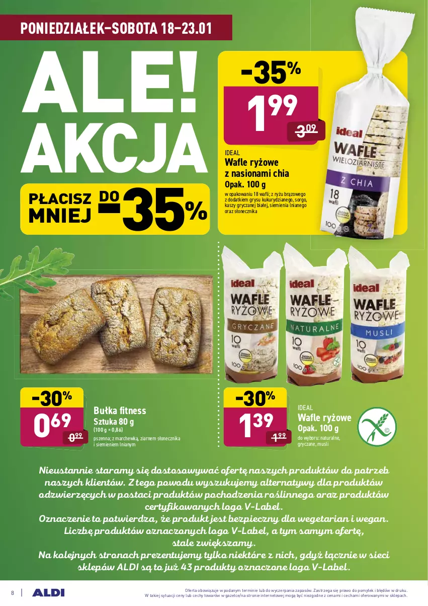 Gazetka promocyjna Aldi - ALE! CENA - ważna 18.01 do 23.01.2021 - strona 8 - produkty: Bułka, Bułka fitness, Chia, Gry, Mus, Olej, Piec, Ryż, Wafle