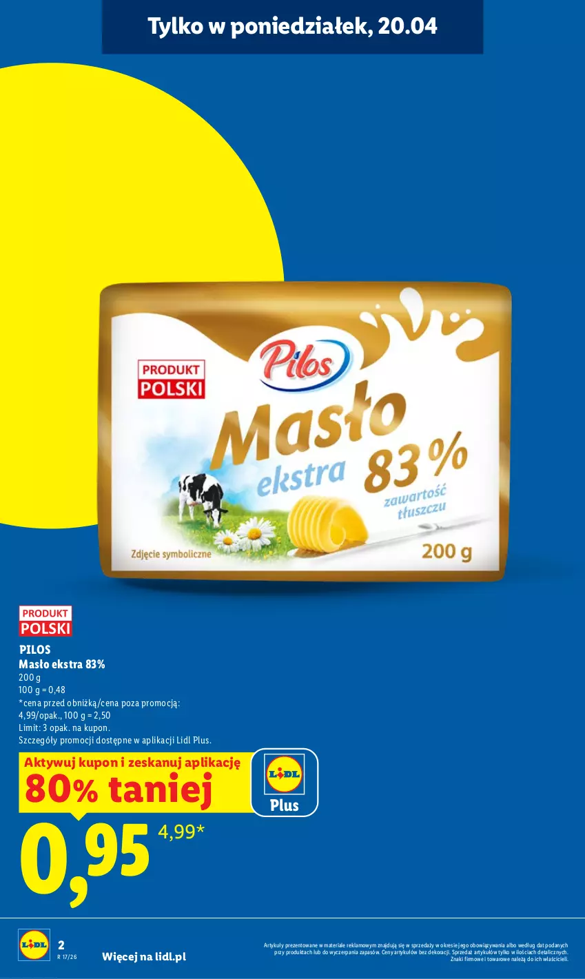 Gazetka promocyjna Lidl - Gazetka ważna od 20.04 do 22.04 - ważna 20.04 do 22.04.2026 - strona 2 - produkty: Masło, Pilos