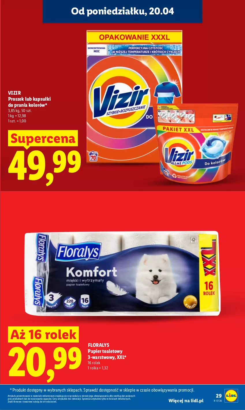 Gazetka promocyjna Lidl - Gazetka ważna od 20.04 do 22.04 - ważna 20.04 do 22.04.2026 - strona 29 - produkty: Flora, Kapsułki do prania, Papier, Papier toaletowy, Vizir
