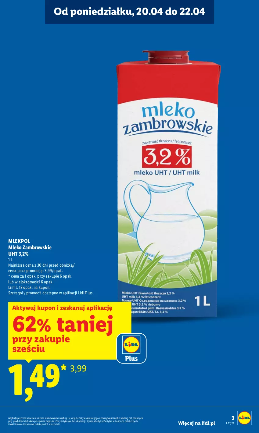 Gazetka promocyjna Lidl - Gazetka ważna od 20.04 do 22.04 - ważna 20.04 do 22.04.2026 - strona 3 - produkty: Mleko