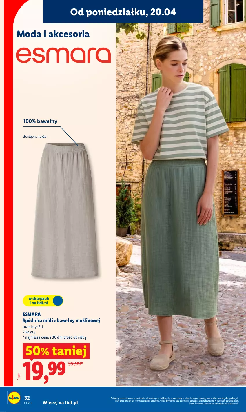 Gazetka promocyjna Lidl - Gazetka ważna od 20.04 do 22.04 - ważna 20.04 do 22.04.2026 - strona 32 - produkty: Moda, Spódnica