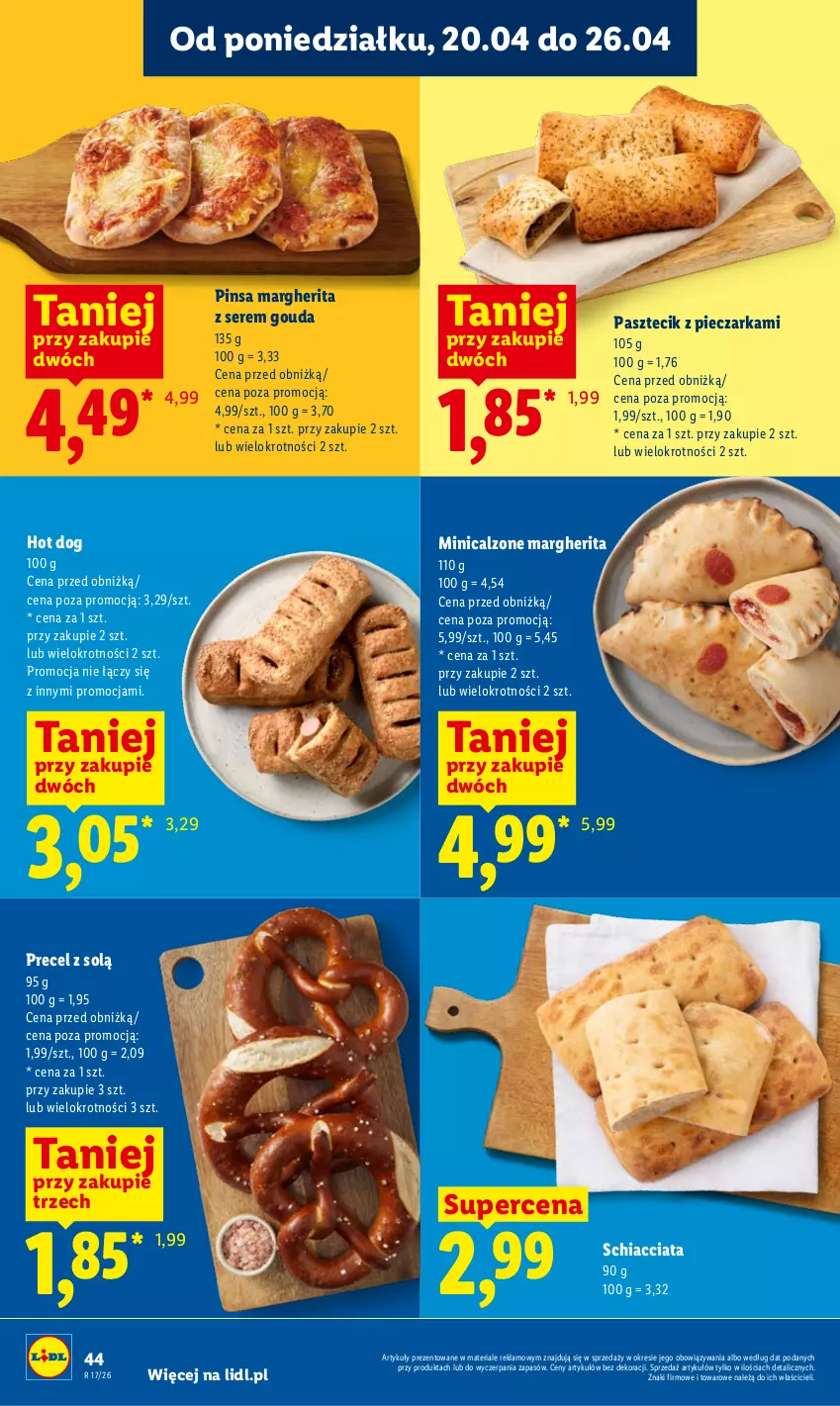 Gazetka promocyjna Lidl - Gazetka ważna od 20.04 do 22.04 - ważna 20.04 do 22.04.2026 - strona 44 - produkty: Chia, Gouda, Hot dog, Pasztecik z pieczarkami, Piec, Pieczarka, Ser