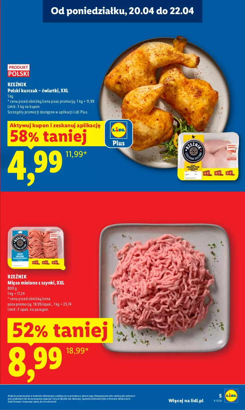 Gazetka promocyjna Lidl - Gazetka ważna od 20.04 do 22.04 - ważna 20.04 do 22.04.2026 - strona 5 - produkty: Kurczak, Mięso, Mięso mielone, Mięso mielone z szynki