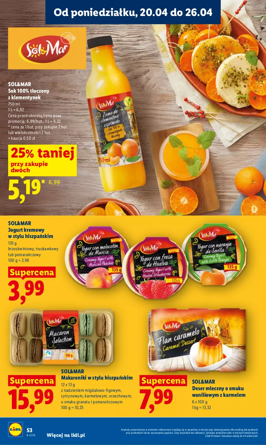 Gazetka promocyjna Lidl - Gazetka ważna od 20.04 do 22.04 - ważna 20.04 do 22.04.2026 - strona 54 - produkty: Deser, Deser mleczny, Gra, Granat, Jogurt, Makaron, Ser, Sok