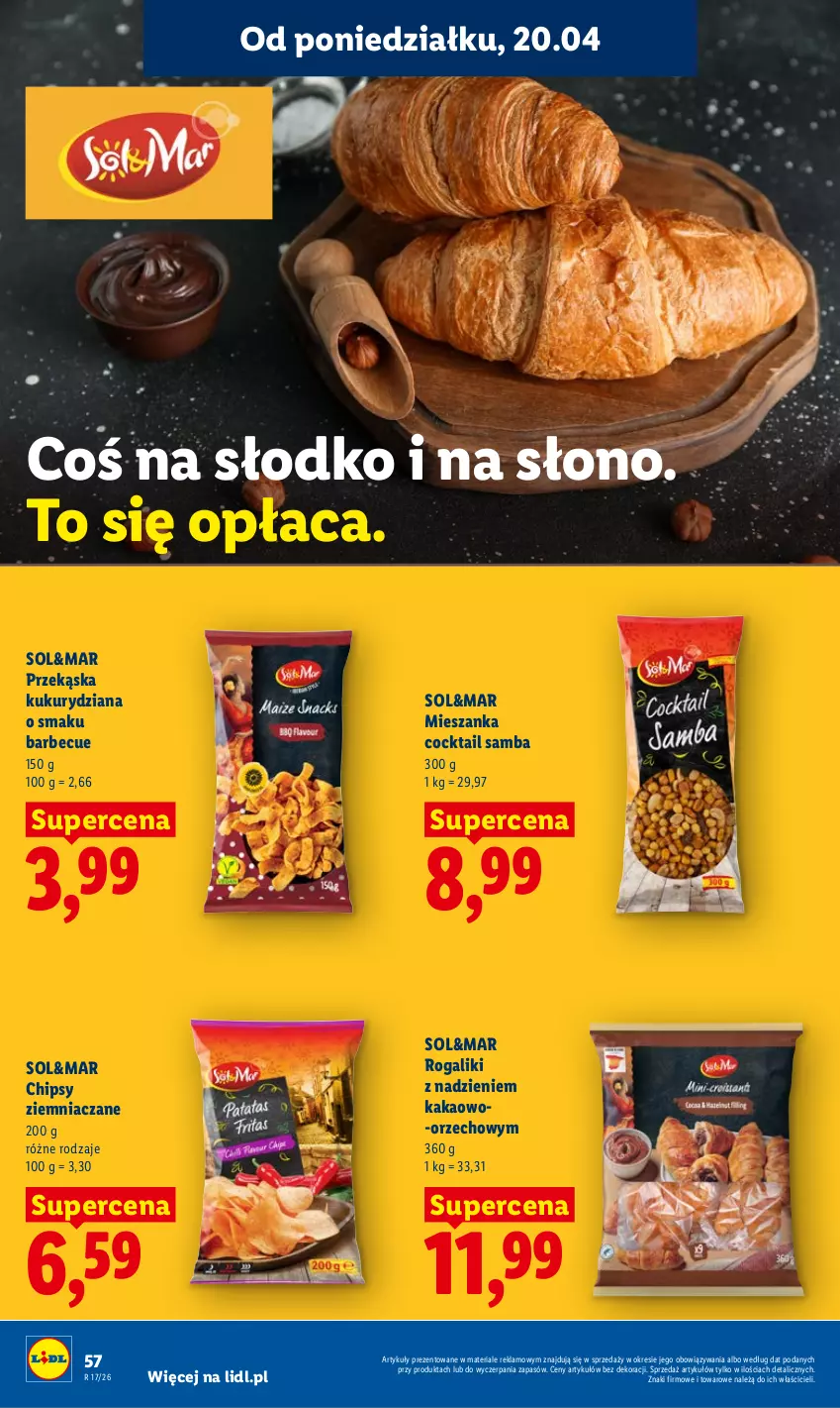 Gazetka promocyjna Lidl - Gazetka ważna od 20.04 do 22.04 - ważna 20.04 do 22.04.2026 - strona 58 - produkty: Chipsy, Kakao, Rogal