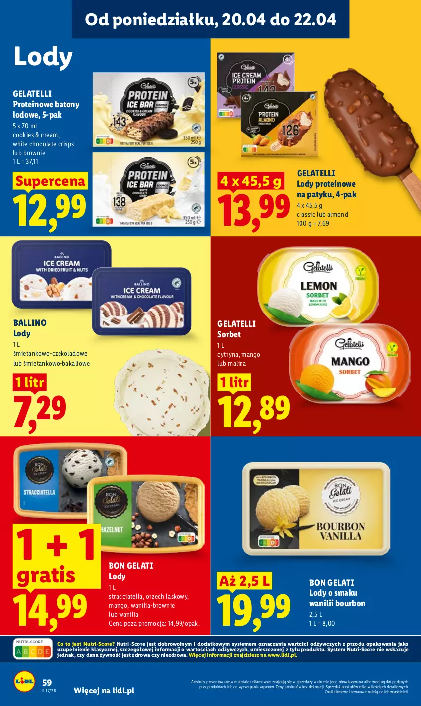 Gazetka promocyjna Lidl - Gazetka ważna od 20.04 do 22.04 - ważna 20.04 do 22.04.2026 - strona 60 - produkty: Baton, Bourbon, Brownie, Gra, Lody, Mango
