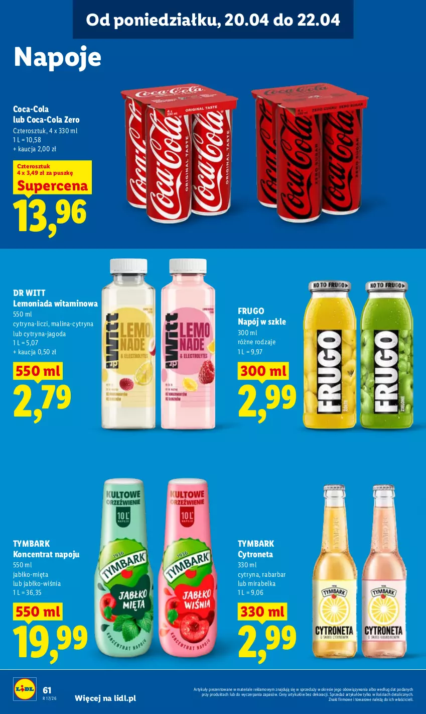 Gazetka promocyjna Lidl - Gazetka ważna od 20.04 do 22.04 - ważna 20.04 do 22.04.2026 - strona 64 - produkty: Coca-Cola, Lemoniada, Liczi, Mięta, Napój, Napoje, Tymbark