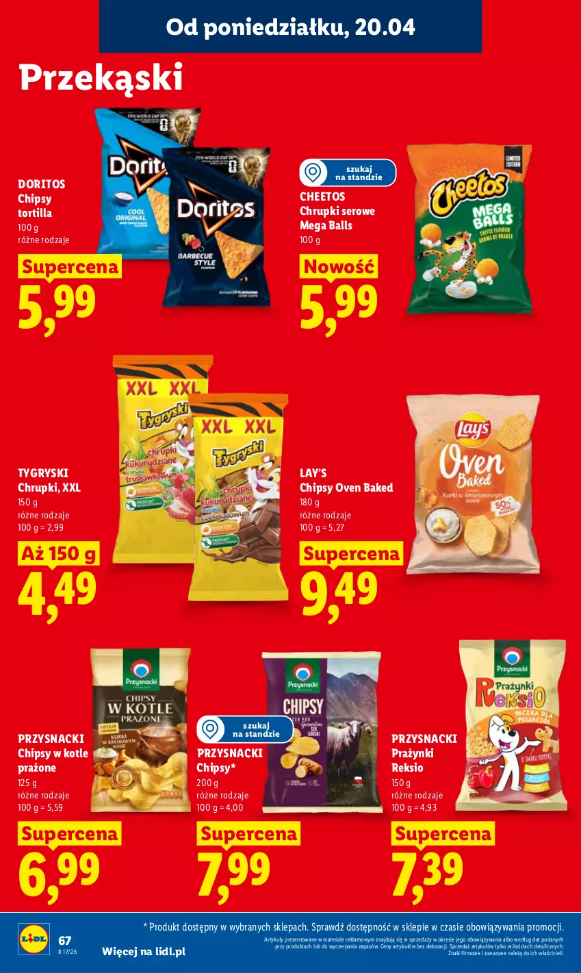 Gazetka promocyjna Lidl - Gazetka ważna od 20.04 do 22.04 - ważna 20.04 do 22.04.2026 - strona 70 - produkty: Cheetos, Chipsy, Chrupki, Gry, Lay’s, Przysnacki, Ser, Tortilla