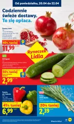 Gazetka promocyjna Lidl - Gazetka ważna od 20.04 do 22.04 - Gazetka - ważna od 22.04 do 22.04.2026 - strona 39 - produkty: Cebula, Gra, Papryka, Granat, Ogórek