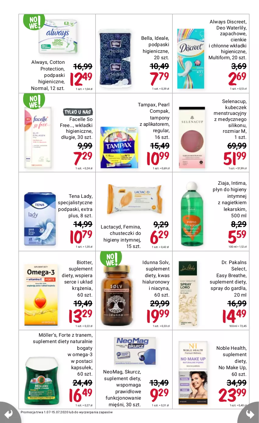 Gazetka promocyjna Rossmann - Lipiec I - ważna 01.07 do 15.06.2021 - strona 12 - produkty: Bell, Bella, Fa, Facelle, Omega-3, Pax, Podpaski, Tampax, Tran, Ziaja