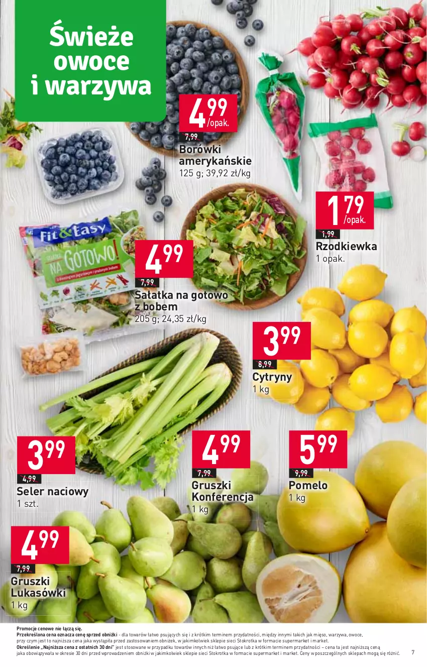 Gazetka promocyjna Stokrotka - Supermarket - ważna 25.01 do 31.01.2024 - strona 7 - produkty: Cytryny, Gruszki, Mięso, Owoce, Pomelo, Rzodkiewka, Sałat, Sałatka, Seler naciowy, Warzywa