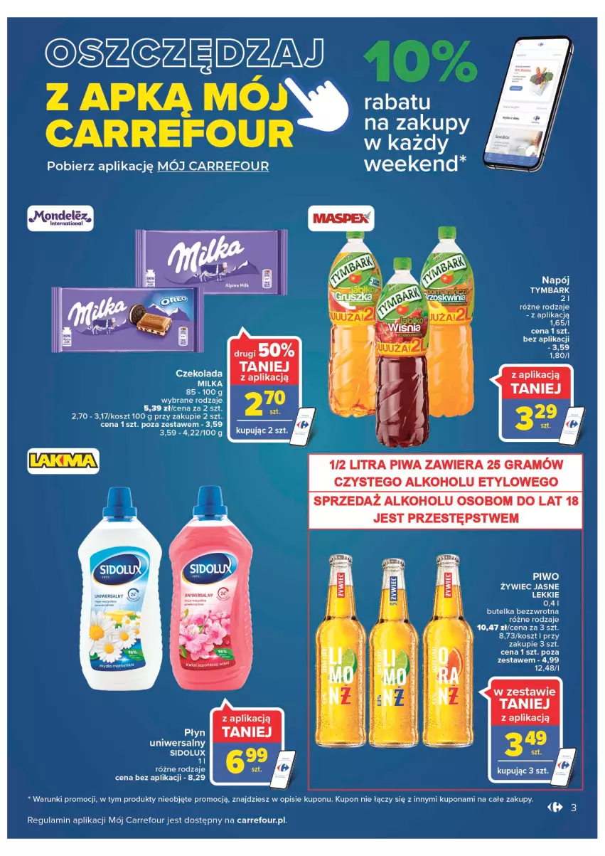 Gazetka promocyjna Carrefour - Gazetka Wielkie otwarcie Market Inowrocław - ważna 03.08 do 13.08.2022 - strona 3 - produkty: Czekolada, Gra, Kosz, LG, Napój, Piwa, Piwo, Sidolux, Tymbark