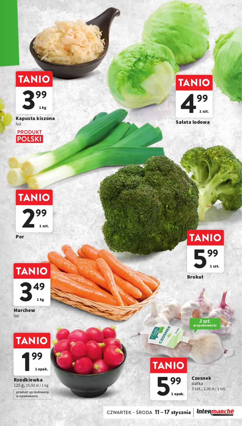 Gazetka promocyjna Intermarche - Gazetka Intermarche - ważna 11.01 do 17.01.2024 - strona 11 - produkty: Czosnek, Por, Rzodkiewka, Sałat, Sałata lodowa, Siatka