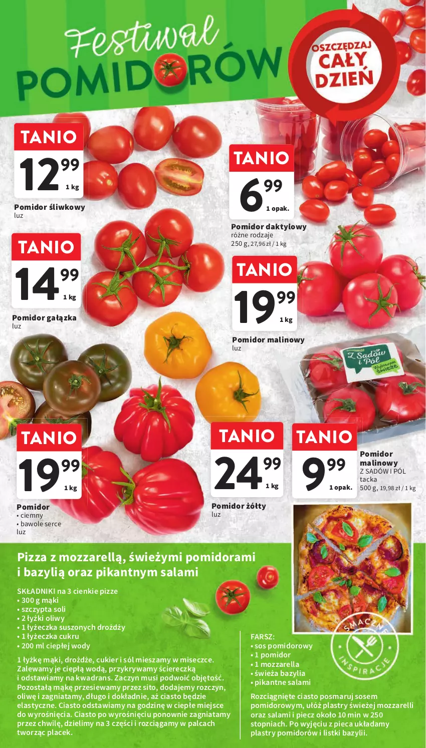 Gazetka promocyjna Intermarche - Gazetka Intermarche - ważna 11.01 do 17.01.2024 - strona 12 - produkty: Bazyl, Bazylia, Cukier, Drożdże, Fa, Mozzarella, Mus, Piec, Pizza, Pomidor malinowy, Salami, Ser, Sito, Sól, Sos, Sos pomidorowy, Top