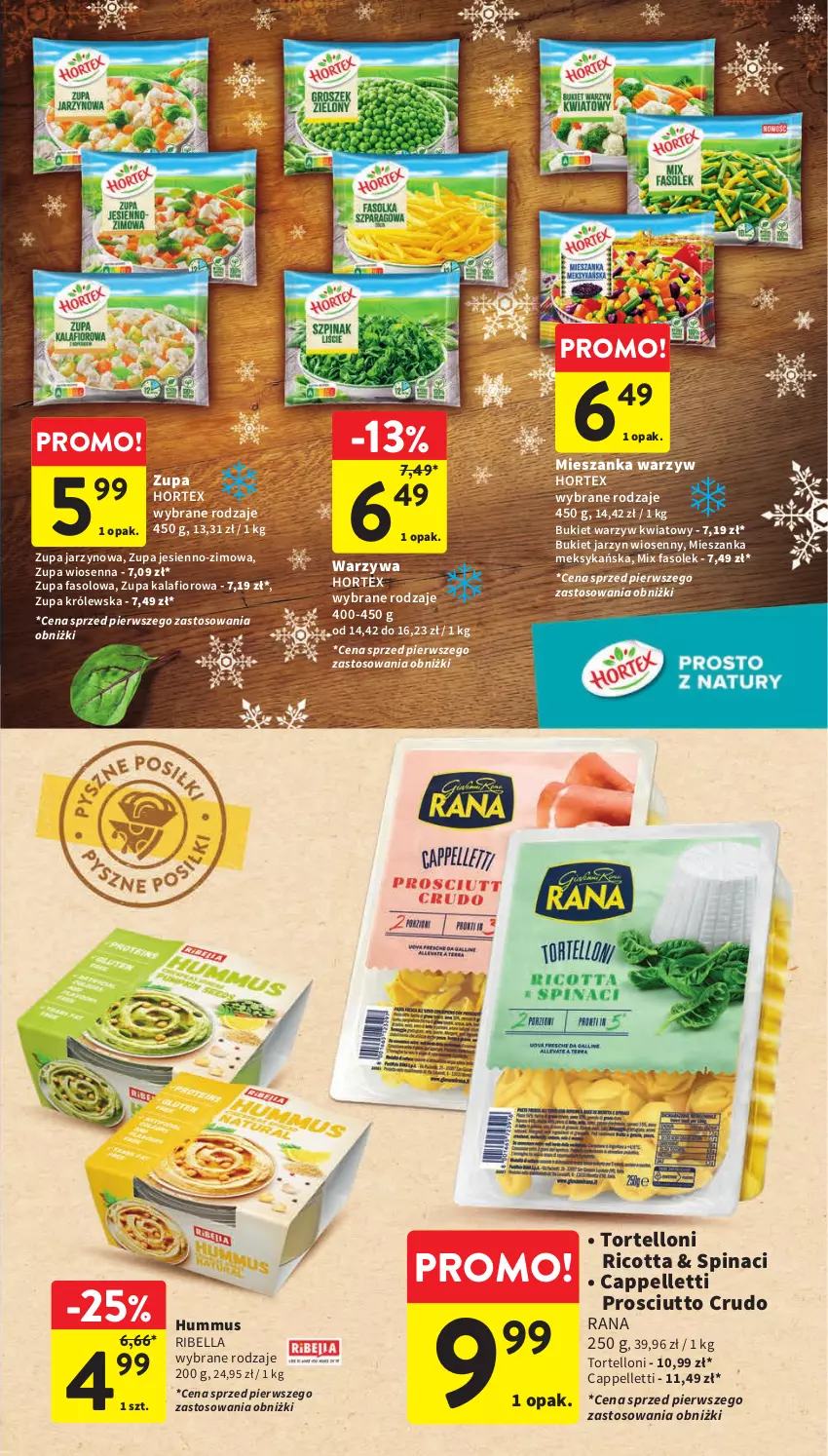 Gazetka promocyjna Intermarche - Gazetka Intermarche - ważna 11.01 do 17.01.2024 - strona 19 - produkty: Bell, Bella, Bukiet, Bukiet warzyw, Fa, Hortex, Hummus, Kalafior, Mieszanka meksykańska, Mieszanka warzyw, Mus, Pellet, Prosciutto, Ricotta, Tortelloni, Warzywa, Zupa, Zupa kalafiorowa