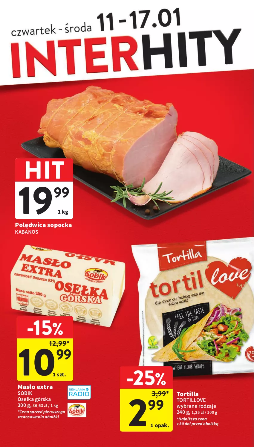 Gazetka promocyjna Intermarche - Gazetka Intermarche - ważna 11.01 do 17.01.2024 - strona 2 - produkty: Kabanos, Masło, Polędwica, Tortilla