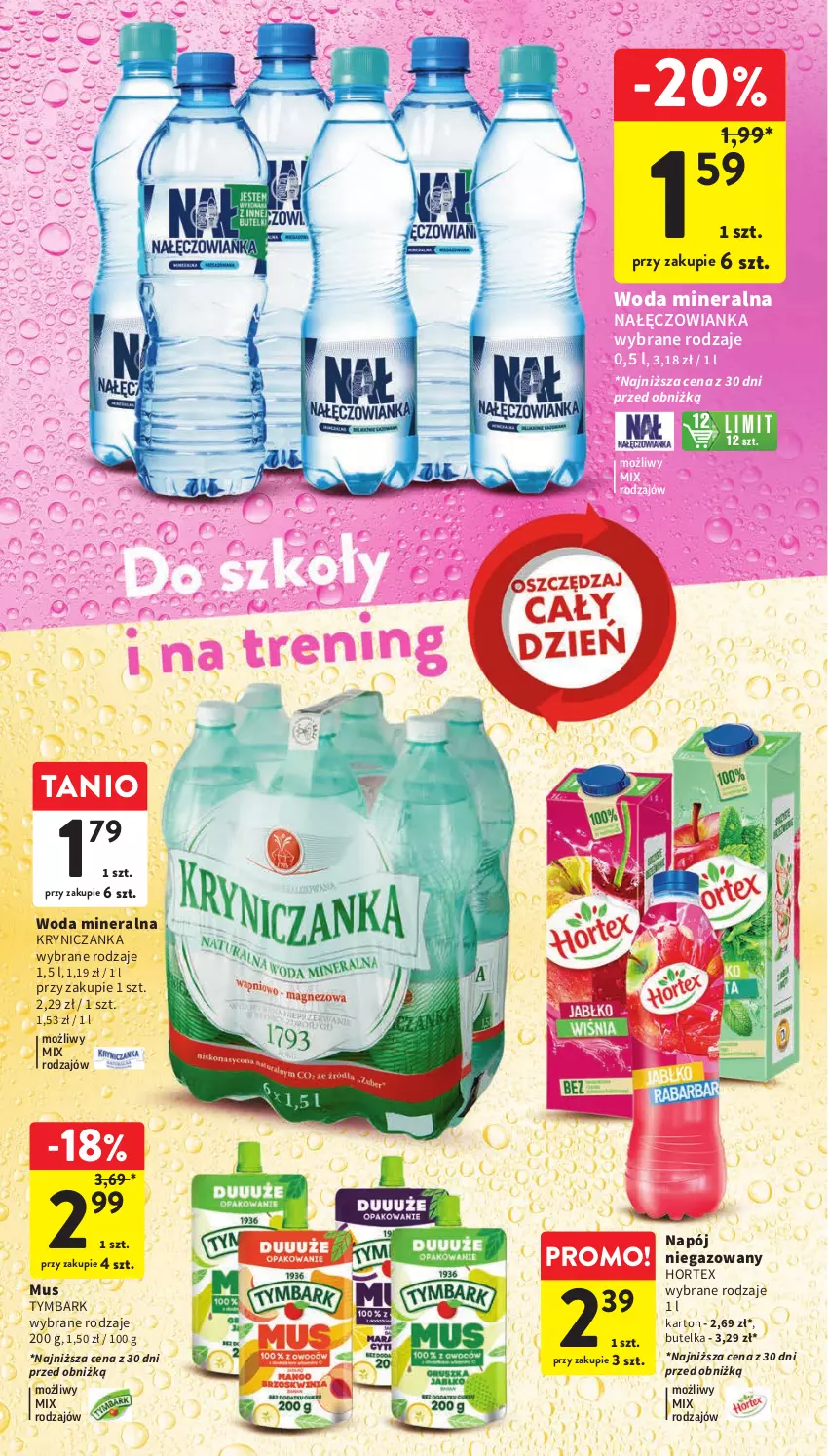 Gazetka promocyjna Intermarche - Gazetka Intermarche - ważna 11.01 do 17.01.2024 - strona 32 - produkty: Hortex, Mus, Nałęczowianka, Napój, Napój niegazowany, Tymbark, Woda, Woda mineralna