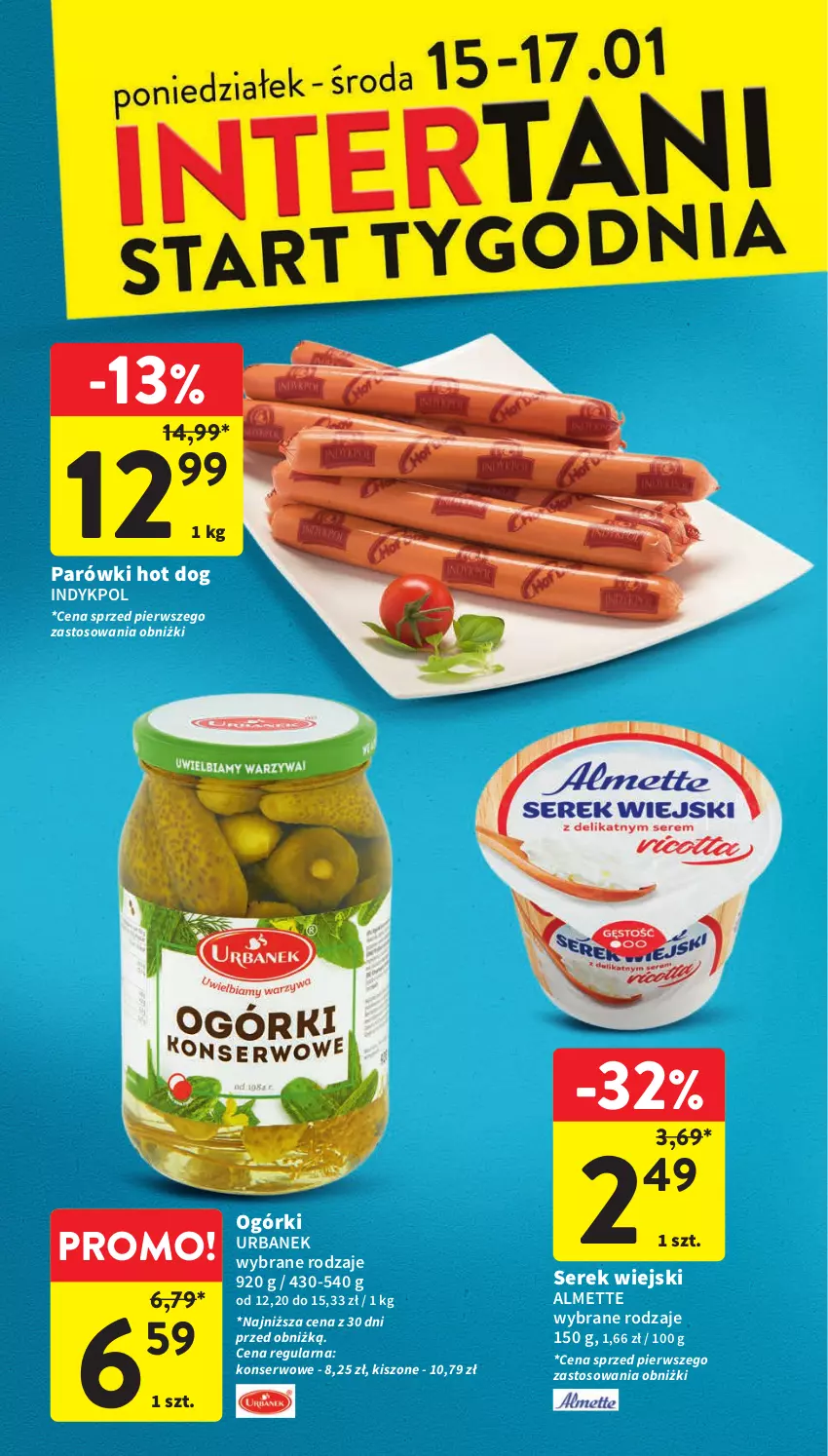 Gazetka promocyjna Intermarche - Gazetka Intermarche - ważna 11.01 do 17.01.2024 - strona 38 - produkty: Almette, Hot dog, Parówki, Parówki hot dog, Ser, Serek, Serek wiejski