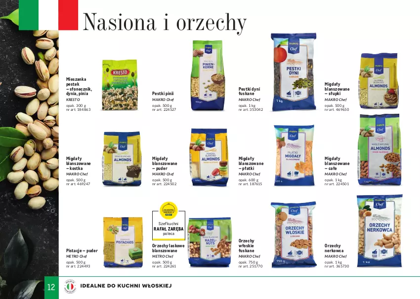 Gazetka promocyjna Makro - Tak smakuje Italia 2022 - ważna 01.05 do 30.06.2022 - strona 12 - produkty: Fa, Metro, Metro Chef, Migdały, Orzechy włoskie, Pestki dyni, Pistacje, Puder, Stek