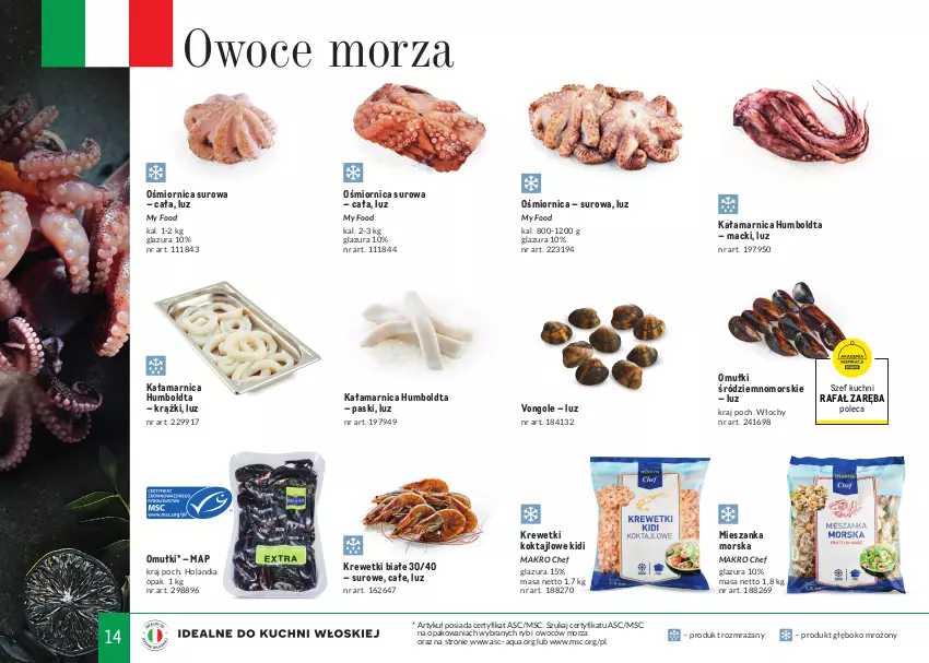 Gazetka promocyjna Makro - Tak smakuje Italia 2022 - ważna 01.05 do 30.06.2022 - strona 14 - produkty: Arnica, Fa, Glazura, Krewetki, Lazur, Mieszanka morska, Owoce, Owoce morza