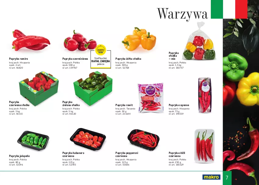 Gazetka promocyjna Makro - Tak smakuje Italia 2022 - ważna 01.05 do 30.06.2022 - strona 7 - produkty: Fa, Papryka, Papryka czerwona, Papryka jalapeño, Papryka pepperoni, Papryka słodka, Papryka żółta, Warzywa