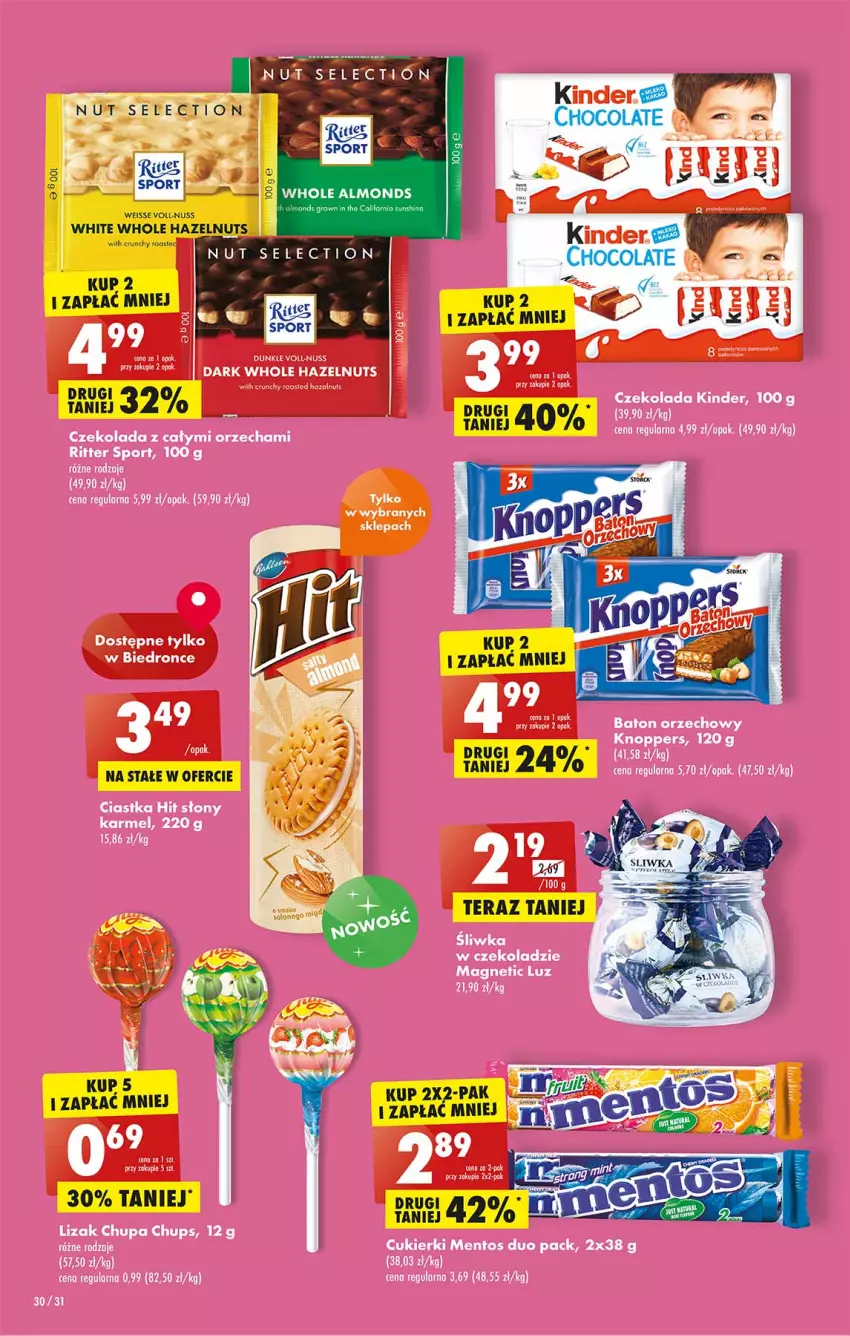 Gazetka promocyjna Biedronka - W tym tygodniu P - ważna 04.07 do 09.07.2022 - strona 30 - produkty: Baton, Chupa Chups, Ciastka, Cukier, Cukierki, Czekolada, Dron, Kinder, Knoppers, Mentos, Por, Ritter Sport, Sport