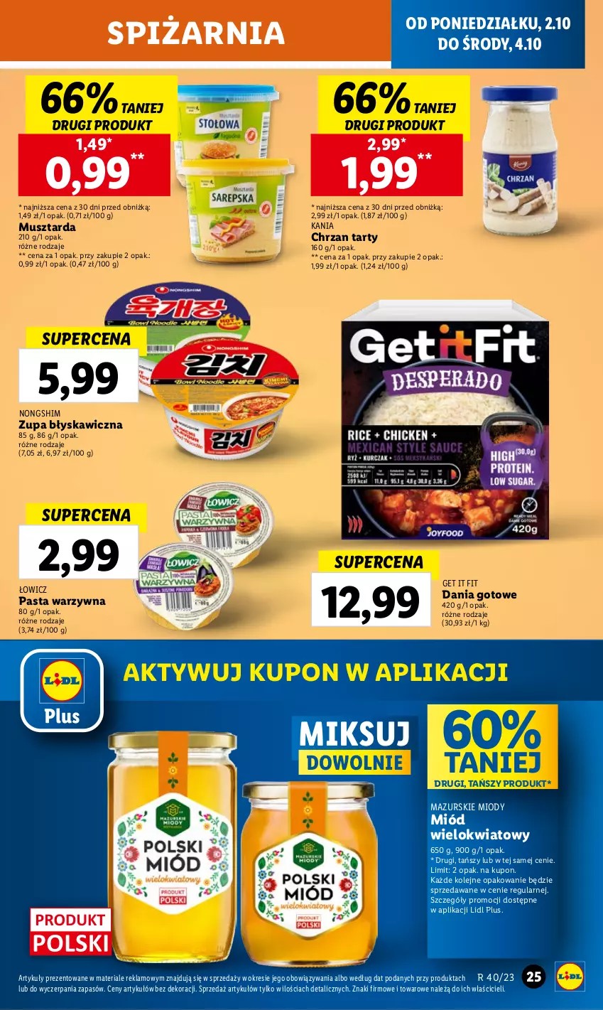 Gazetka promocyjna Lidl - GAZETKA - ważna 02.10 do 04.10.2023 - strona 33 - produkty: Chrzan, Dania gotowe, Miód, Mus, Musztarda, Olej, Pasta warzywna, Zupa