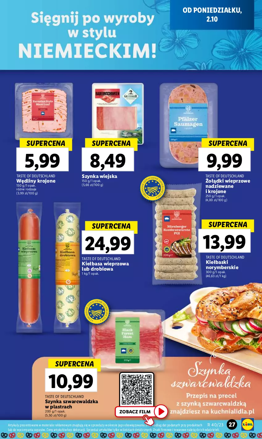 Gazetka promocyjna Lidl - GAZETKA - ważna 02.10 do 04.10.2023 - strona 35 - produkty: Kiełbasa, Szynka