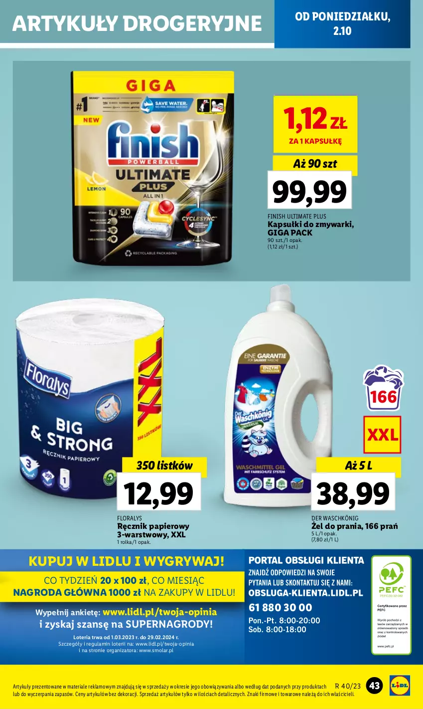 Gazetka promocyjna Lidl - GAZETKA - ważna 02.10 do 04.10.2023 - strona 51 - produkty: Finish, Flora, Gry, König, Mola, Papier, Ręcznik, Zmywarki