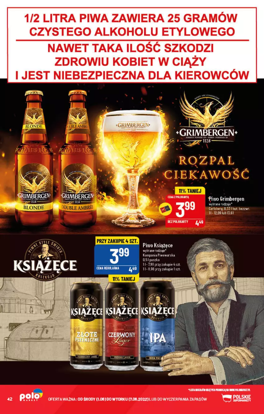 Gazetka promocyjna PoloMarket - Gazetka pomocyjna - ważna 01.06 do 07.06.2022 - strona 42 - produkty: Carlsberg, Gra, Książęce, Piec, Piwa, Piwo