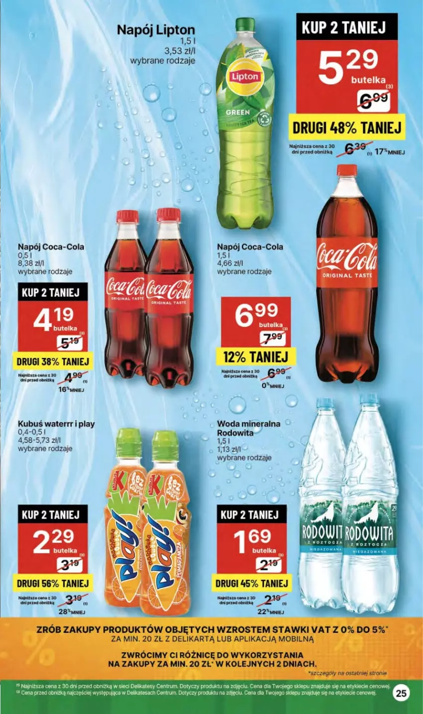 Gazetka promocyjna Delikatesy Centrum - NOWA GAZETKA Delikatesy Centrum od 4 kwietnia! 4-10.04.2024 - ważna 04.04 do 10.04.2024 - strona 25 - produkty: Coca-Cola, Kubuś, Kubuś Waterrr, Lipton, Mobil, Napój, Olej, Rum, Woda, Woda mineralna