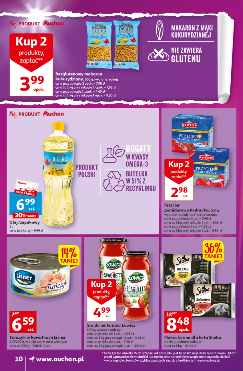 Gazetka promocyjna Auchan - Gazetka Wielkie majowe odkrycia cenowe część #3 Supermarket Auchan - ważna 11.05 do 17.05.2023 - strona 10 - produkty: Kawa, Lisner, Makaron, Mokra karma, O nas, Olej, Podravka, Ser, Sheba, Sos, Sos do makaronu, Spaghetti