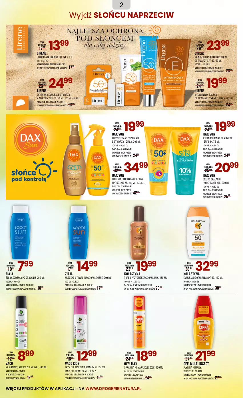 Gazetka promocyjna Drogerie Natura - Gazetka Drogerie Natura - ważna 23.05 do 04.06.2025 - strona 2 - produkty: DAX, Dzieci, Emulsja, Krem do twarzy, Lirene, Mleczko, Ochronny krem, Ziaja