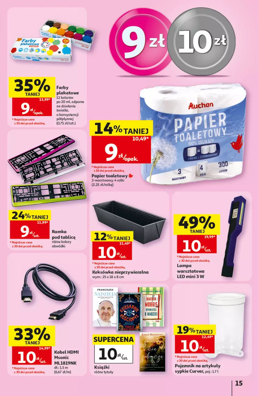Gazetka promocyjna Auchan - Gazetka 30 Lat Hipermarket Auchan - ważna 17.09 do 23.09.2026 - strona 15 - produkty: Fa, Keksówka, Lampa, Papier, Papier toaletowy, Pojemnik, Por, Ramka, Rolki