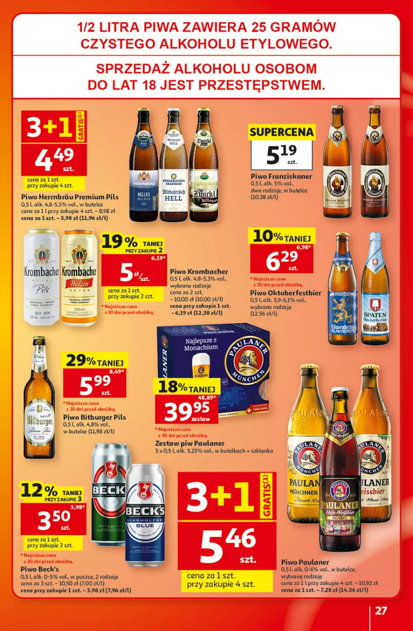Gazetka promocyjna Auchan - Gazetka 30 Lat Hipermarket Auchan - ważna 17.09 do 23.09.2026 - strona 27 - produkty: Bitburger Pils, Burger, Gra, Piwa, Piwo, Skaner, Szklanka