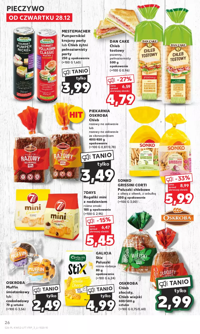 Gazetka promocyjna Kaufland - Gazetka tygodnia - ważna 28.12.2023 do 02.01.2024 - strona 26 - produkty: Chleb, Chleb tostowy, Dan Cake, Grissini, Piec, Pieczywo, Rogal, Sonko