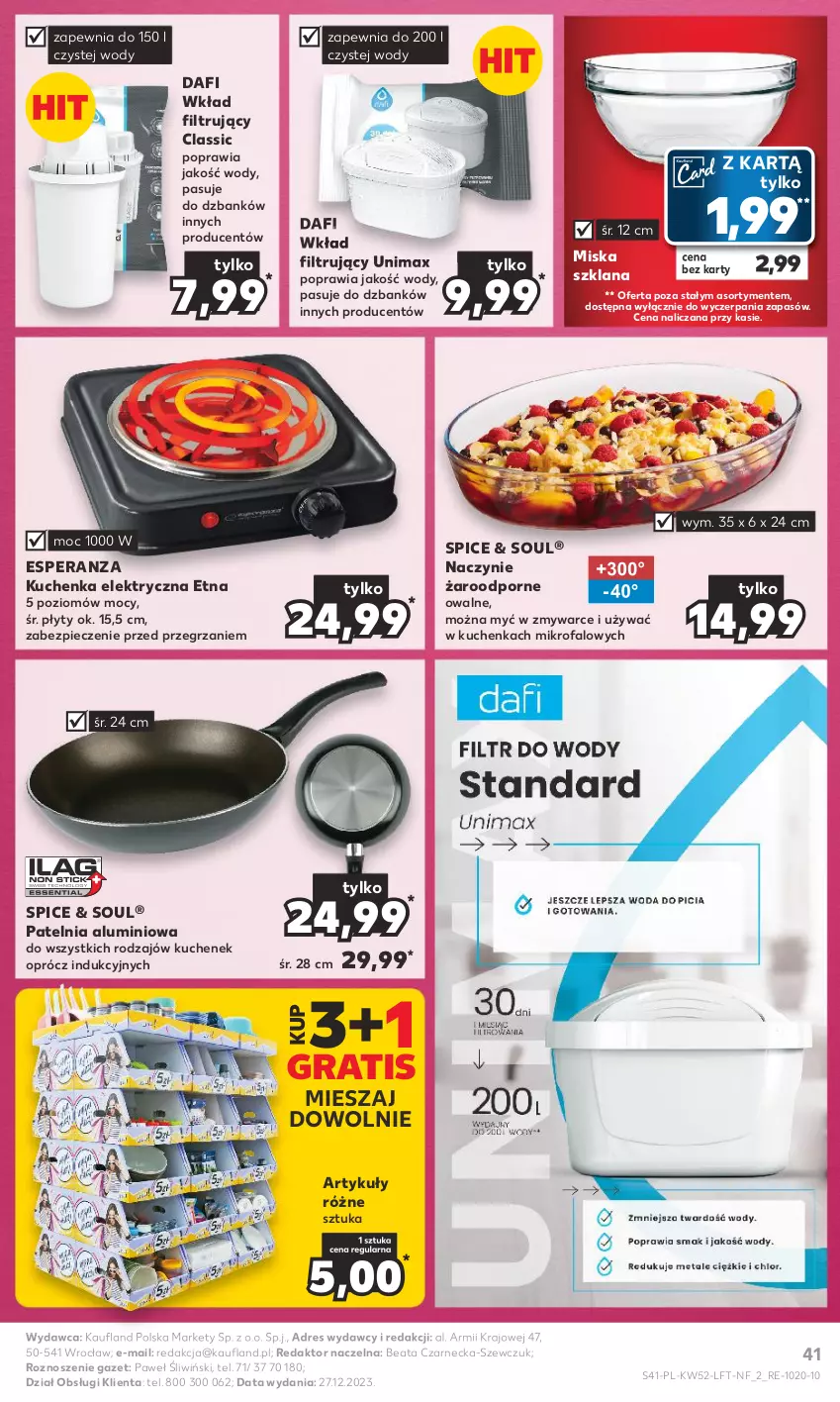 Gazetka promocyjna Kaufland - Gazetka tygodnia - ważna 28.12.2023 do 02.01.2024 - strona 41 - produkty: Dres, Fa, Gra, LANA, Miska, Naczynie żaroodporne, Patelnia, Piec, Por, Wkład filtrujący