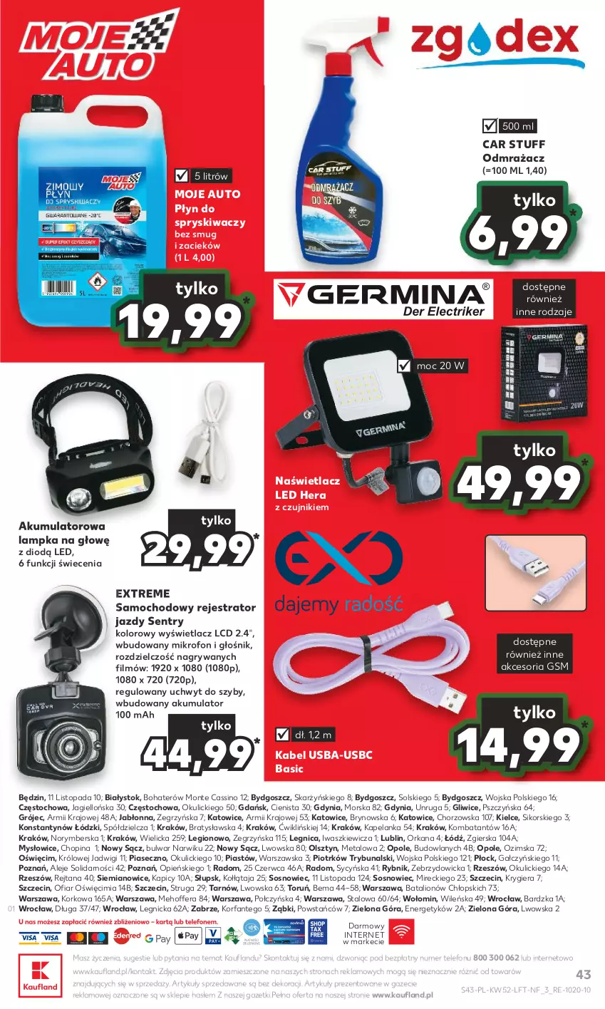 Gazetka promocyjna Kaufland - Gazetka tygodnia - ważna 28.12.2023 do 02.01.2024 - strona 43 - produkty: Akumulator, Fa, Głośnik, Gra, Gry, Kabel USB, Lion, Mikrofon, Moje Auto, Monte, Naświetlacz, Naświetlacz LED, Orka, Piast, Płyn do spryskiwaczy, Sos, Telefon, Top