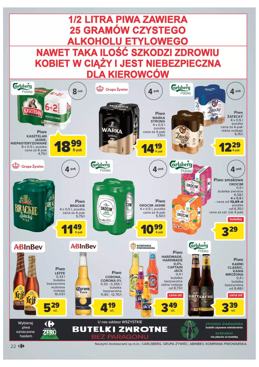 Gazetka promocyjna Carrefour - Gazetka Carrefour Zyskoteka - ważna 27.09 do 01.10.2022 - strona 22 - produkty: Carlsberg, Gra, Kasztelan, Kawa, Koc, Okocim, Piec, Piwa, Piwo, Warka