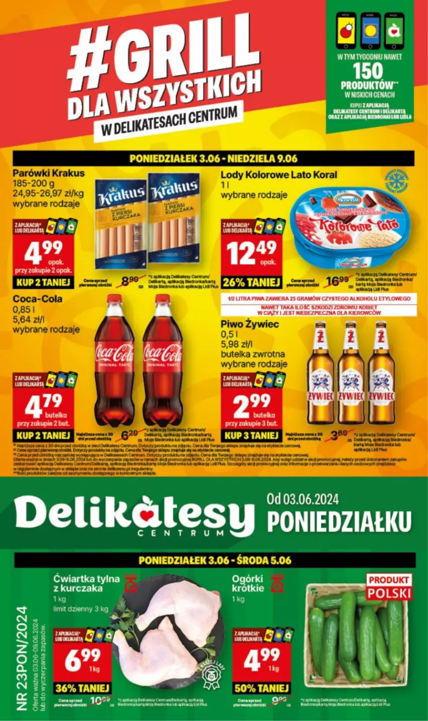 Gazetka promocyjna Delikatesy Centrum - NOWA GAZETKA Delikatesy Centrum od 3 czerwca! 3-9.06.2024 - ważna 03.06 do 09.06.2024 - strona 1 - produkty: Gra, Kurczak, Piec, Piwa