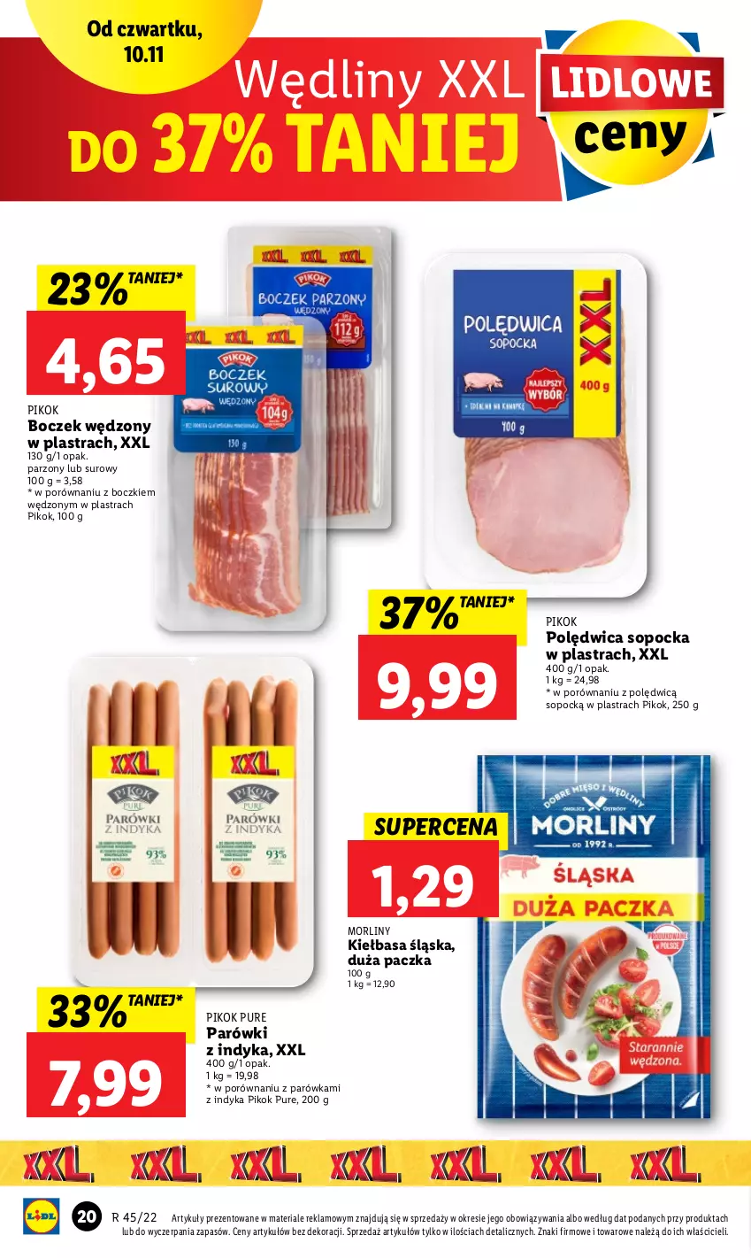 Gazetka promocyjna Lidl - GAZETKA - ważna 10.11 do 12.11.2022 - strona 22 - produkty: Boczek, Kiełbasa, Kiełbasa śląska, Morliny, Parówki, Parówki z indyka, PIKOK, Polędwica, Por, Pur