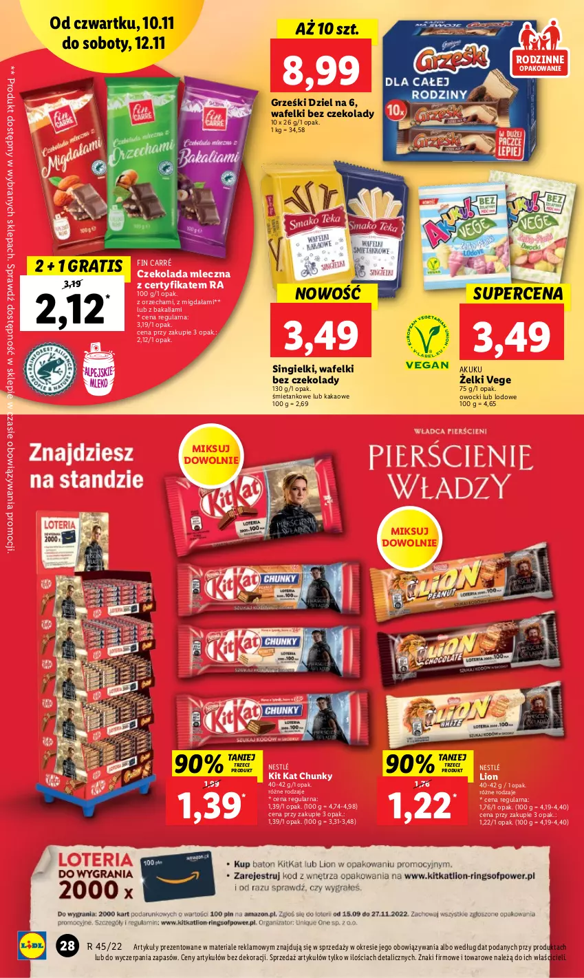 Gazetka promocyjna Lidl - GAZETKA - ważna 10.11 do 12.11.2022 - strona 30 - produkty: Czekolada, Czekolada mleczna, Gra, Grześki, Kakao, Kit Kat, Lion, Nestlé