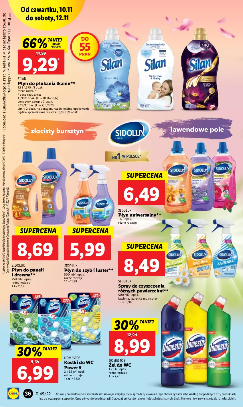 Gazetka promocyjna Lidl - GAZETKA - ważna 10.11 do 12.11.2022 - strona 40 - produkty: Domestos, Kuchnia, Olej, Płyn do płukania, Płyn do szyb, Sidolux, Silan, Spray do czyszczenia