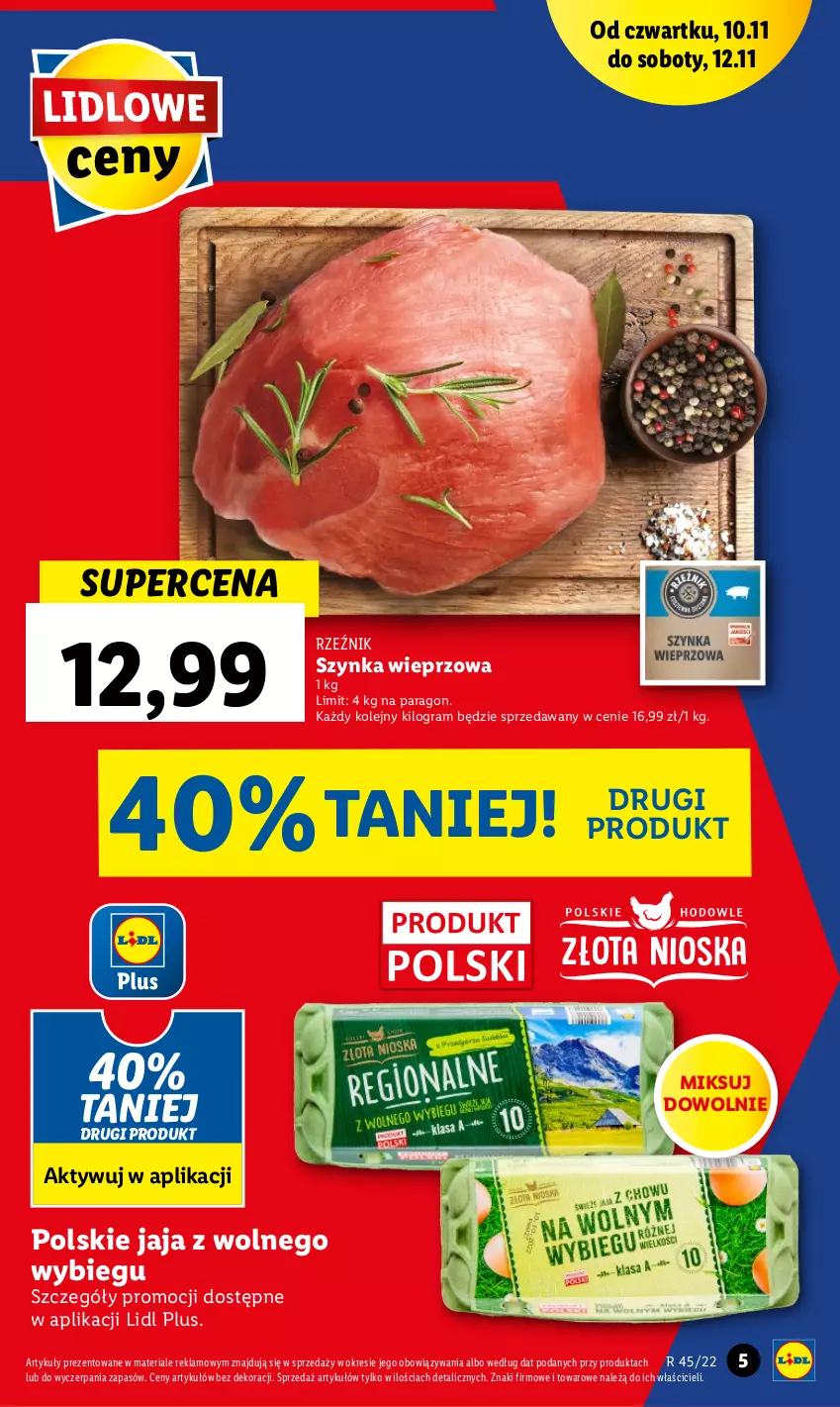 Gazetka promocyjna Lidl - GAZETKA - ważna 10.11 do 12.11.2022 - strona 5 - produkty: Gra, Jaja, Jaja z wolnego wybiegu, Olej, Szynka, Szynka wieprzowa